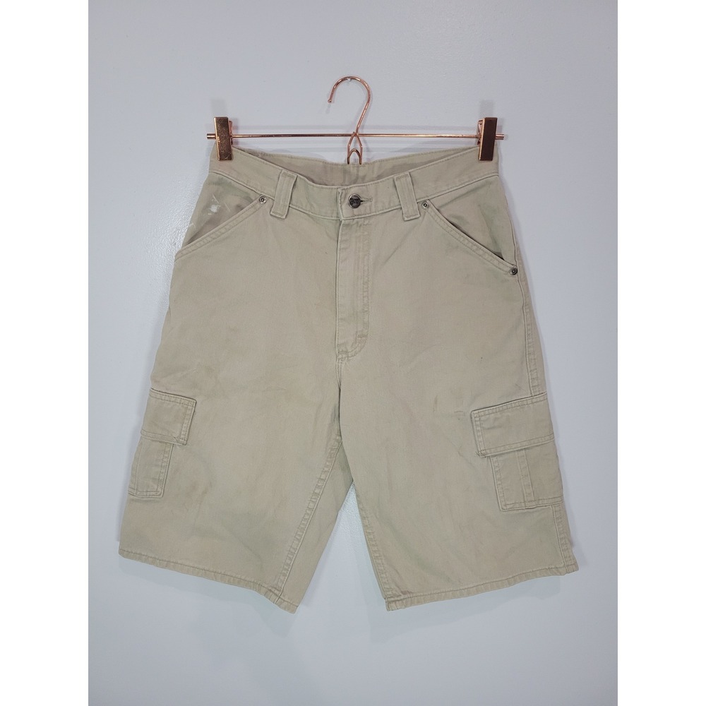 Vintage Lee Pipes Khaki Cargo Shorts Youth Sz L 90s Skate Streetwear Tan Cotton